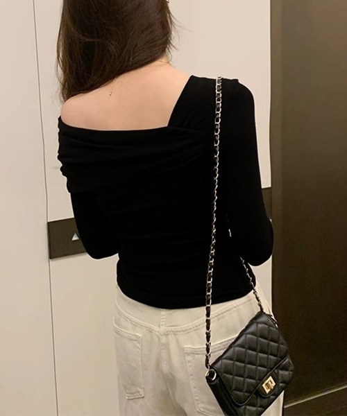 Miniministore（ミニミニストア）の「ワンオフショルダーTシャツ肩出しトップス（Tシャツ/カットソー・レディース・ブラック/ブラウン/ホワイト・FREE）」の10枚目の写真