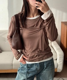 MUHET | sheer layered twist top / シアーレイヤードツイストトップス(Tシャツ/カットソー)