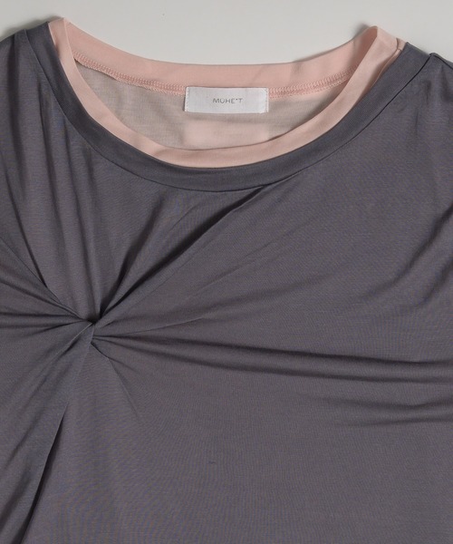 MUHET(ミュエータ)の「sheer layered twist top / シアーレイヤードツイストトップス(Tシャツ/カットソー・レディース・ブラウン/ブラック/チャコールグレー・FREE)」の14枚目の写真
