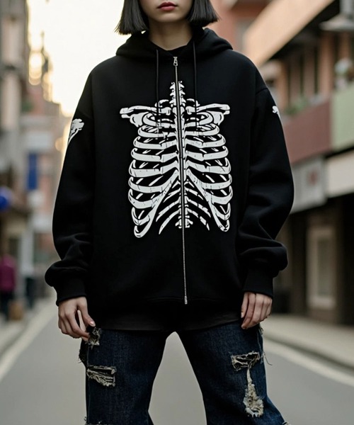 dry bones 後付けパーカー XL black dry bones 後付けパーカー XL black
