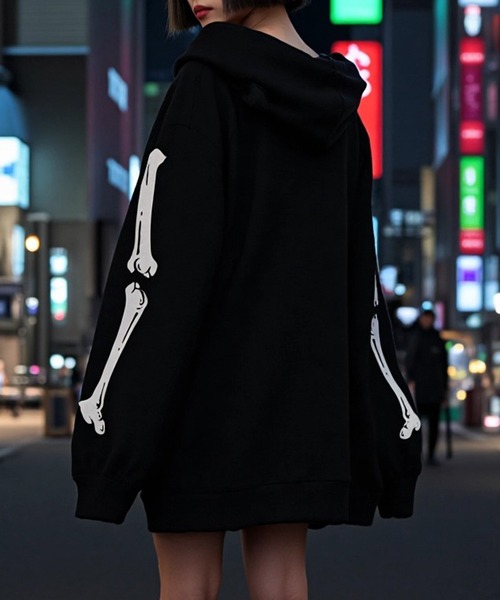 セール】Bone Print Hoodie with Devil's Horn/ボーンプリント デビル