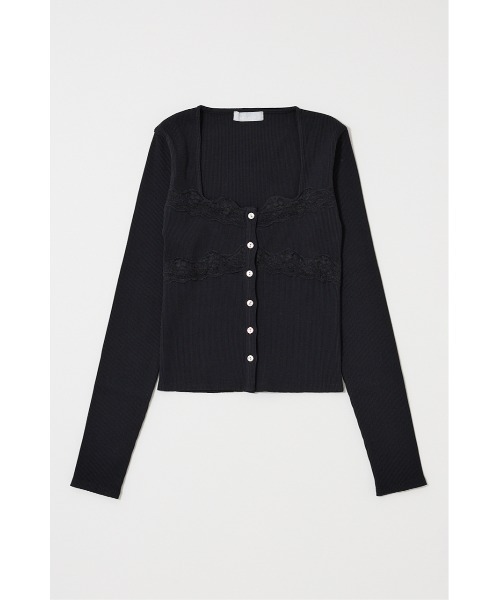 MOUSSY(マウジー)の「FRONT BUTTON LACY ロングスリーブトップス(Tシャツ/カットソー・レディース・杢グレー/ブラック/キナリ・FREE)」の15枚目の写真