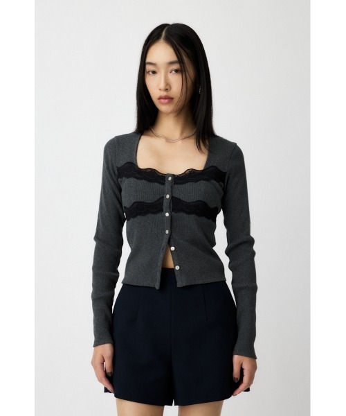 セール】FRONT BUTTON LACY ロングスリーブトップス（Tシャツ