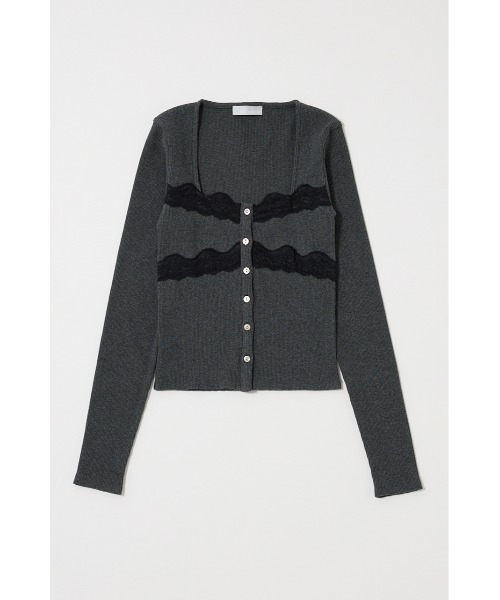MOUSSY(マウジー)の「FRONT BUTTON LACY ロングスリーブトップス(Tシャツ/カットソー・レディース・杢グレー/ブラック/キナリ・FREE)」の13枚目の写真