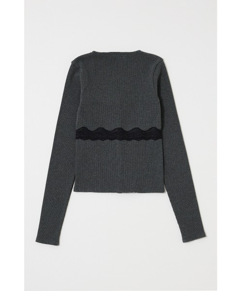 MOUSSY(マウジー)の「FRONT BUTTON LACY ロングスリーブトップス(Tシャツ/カットソー・レディース・杢グレー/ブラック/キナリ・FREE)」の14枚目の写真