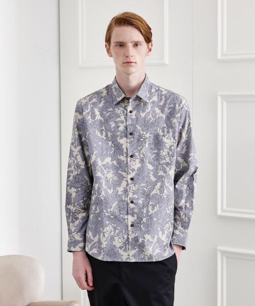 TAKEO KIKUCHI（タケオキクチ）の「【LIMITED】フラワープリント長袖シャツ（シャツ/ブラウス・メンズ・ブラック系/ダークブラウン系/アイボリー系/モスグリーン系/グレー系その他・04/03/02/01）」の4枚目の写真