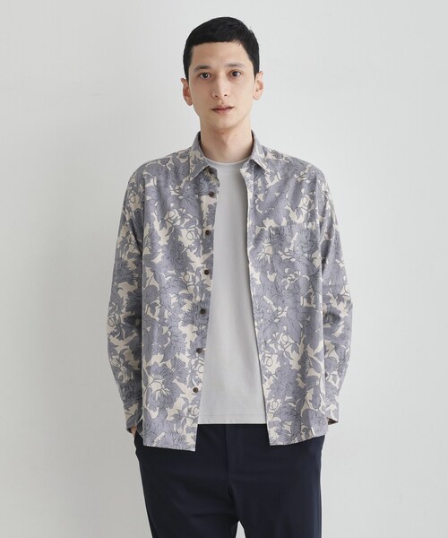 TAKEO KIKUCHI（タケオキクチ）の「【LIMITED】フラワープリント長袖シャツ（シャツ/ブラウス・メンズ・ブラック系/ダークブラウン系/アイボリー系/モスグリーン系/グレー系その他・04/03/02/01）」の7枚目の写真