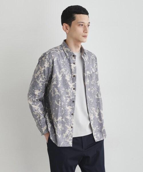 TAKEO KIKUCHI（タケオキクチ）の「【LIMITED】フラワープリント長袖シャツ（シャツ/ブラウス・メンズ・ブラック系/ダークブラウン系/アイボリー系/モスグリーン系/グレー系その他・04/03/02/01）」の8枚目の写真