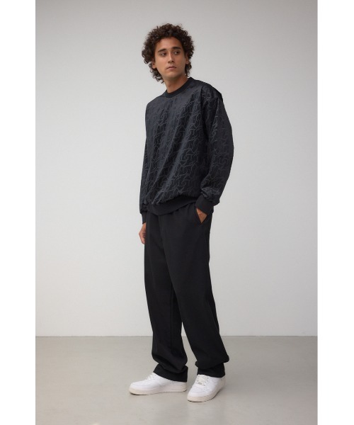 AZUL by moussy(アズールバイマウジー)の「ベロアエンボス総柄トップス(Tシャツ/カットソー・メンズ・ダークネイビー/ブラック・MEDIUM/LARGE)」の4枚目の写真
