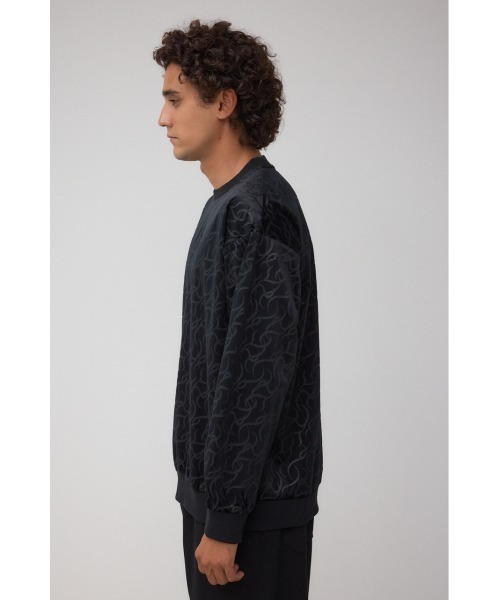 AZUL by moussy(アズールバイマウジー)の「ベロアエンボス総柄トップス(Tシャツ/カットソー・メンズ・ダークネイビー/ブラック・MEDIUM/LARGE)」の6枚目の写真