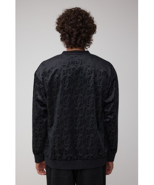 AZUL by moussy(アズールバイマウジー)の「ベロアエンボス総柄トップス(Tシャツ/カットソー・メンズ・ダークネイビー/ブラック・MEDIUM/LARGE)」の7枚目の写真
