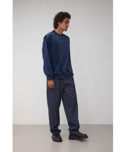 AZUL by moussy(アズールバイマウジー)の「ベロアエンボス総柄トップス(Tシャツ/カットソー・メンズ・ダークネイビー/ブラック・MEDIUM/LARGE)」の12枚目の写真
