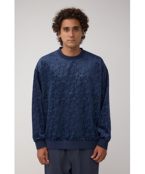 AZUL by moussy(アズールバイマウジー)の「ベロアエンボス総柄トップス(Tシャツ/カットソー・メンズ・ダークネイビー/ブラック・MEDIUM/LARGE)」の13枚目の写真