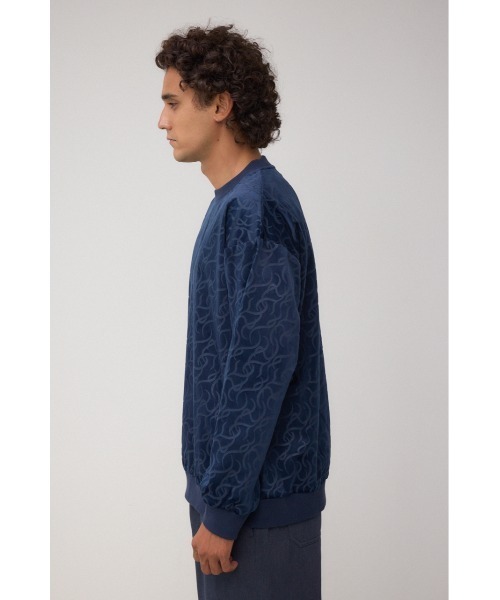 AZUL by moussy(アズールバイマウジー)の「ベロアエンボス総柄トップス(Tシャツ/カットソー・メンズ・ダークネイビー/ブラック・MEDIUM/LARGE)」の14枚目の写真