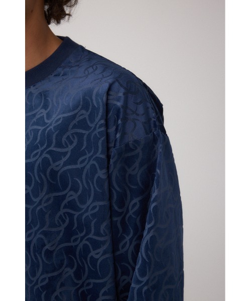AZUL by moussy(アズールバイマウジー)の「ベロアエンボス総柄トップス(Tシャツ/カットソー・メンズ・ダークネイビー/ブラック・MEDIUM/LARGE)」の17枚目の写真