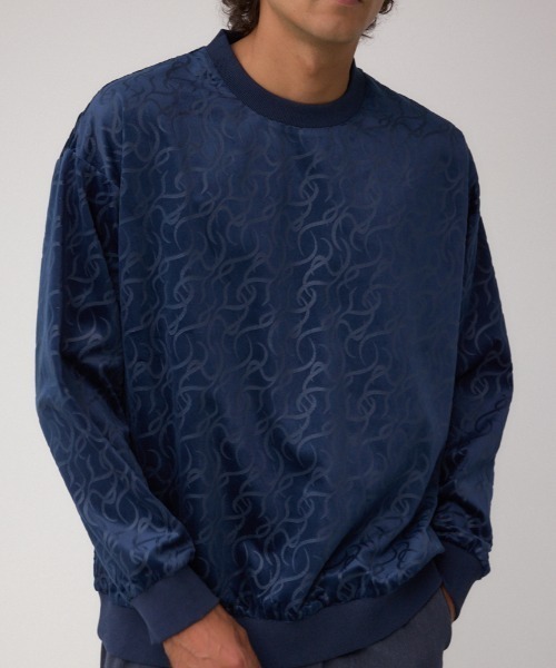 AZUL by moussy(アズールバイマウジー)の「ベロアエンボス総柄トップス(Tシャツ/カットソー・メンズ・ダークネイビー/ブラック・MEDIUM/LARGE)」の21枚目の写真