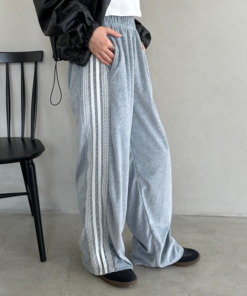 セール】サイドラインレースベロアパンツ（スウェットパンツ）｜CLEA