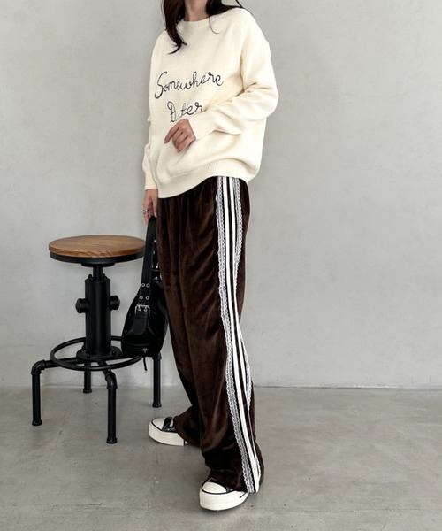 セール】サイドラインレースベロアパンツ（スウェットパンツ）｜CLEA