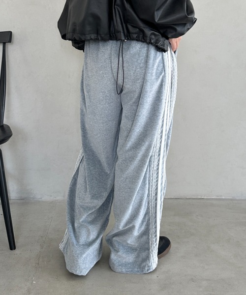 セール】サイドラインレースベロアパンツ（スウェットパンツ）｜CLEA