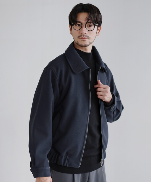 SPU(スプ)の「メルトンショートダブルジップ2WAYネックブルゾン(ブルゾン・メンズ・ブラック/ブラウン/ネイビー/チャコール・XL/L/M/S)」の1枚目の写真