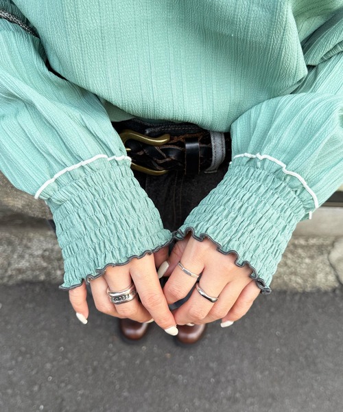 DOUBLE NAME（ダブルネーム）の「前後2WAYシャーリングブラウス（シャツ/ブラウス・レディース・ブラウン/オフホワイト/グリーン・FREE）」の19枚目の写真