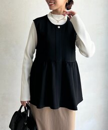 Chez toi（シェトワ）の「ペプラムベスト×ニットプルオーバー（Tシャツ/カットソー・レディース）」
