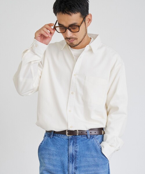 coen(コーエン)の「USA COTTONソフトフランネルシャツ(無地)(シャツ/ブラウス・メンズ・ネイビー/オフホワイト・S/M/L/XL)」の2枚目の写真