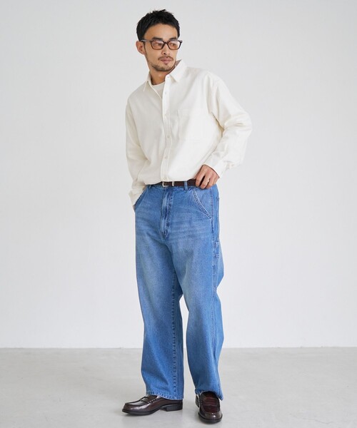 coen(コーエン)の「USA COTTONソフトフランネルシャツ(無地)(シャツ/ブラウス・メンズ・ネイビー/オフホワイト・S/M/L/XL)」の22枚目の写真