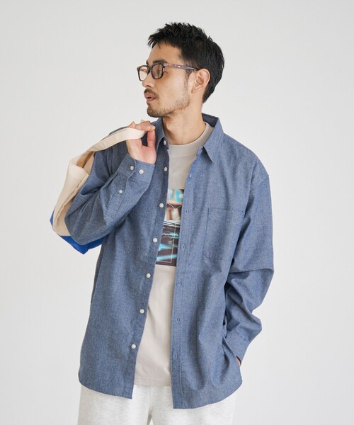 coen(コーエン)の「USA COTTONソフトフランネルシャツ(無地)(シャツ/ブラウス・メンズ・ネイビー/オフホワイト・S/M/L/XL)」の20枚目の写真