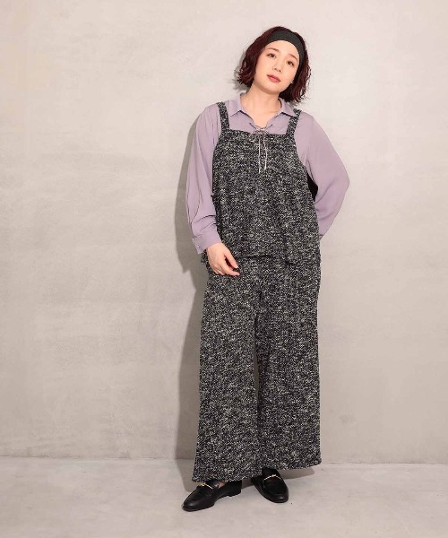leswel(レスウェル)の「【L~5L 大きいサイズ】サテンレースアップアシメブラウス(シャツ/ブラウス・レディース・ラベンダー/チャコールグレー/キャメル・5L/4L/3L/LL/L)」の21枚目の写真
