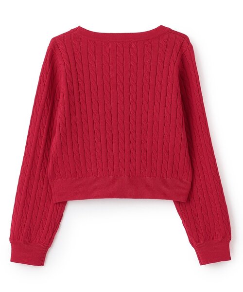 セール】ハートボタン ケーブルニットカーディガン（カーディガン