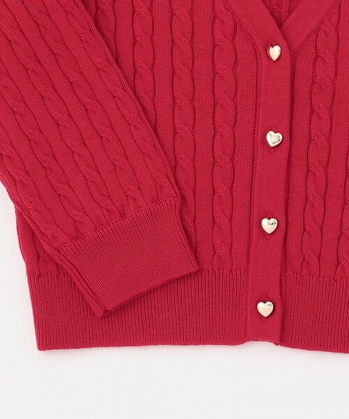 セール】ハートボタン ケーブルニットカーディガン（カーディガン