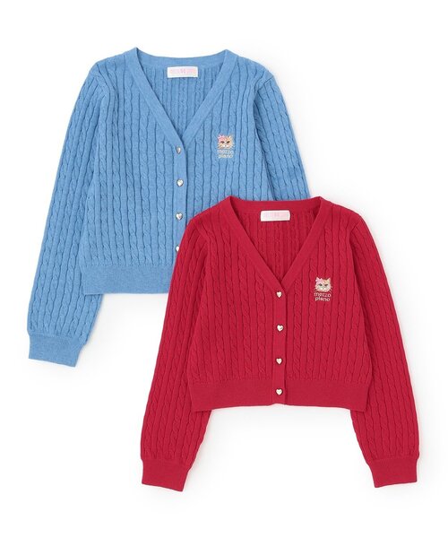セール】ハートボタン ケーブルニットカーディガン（カーディガン