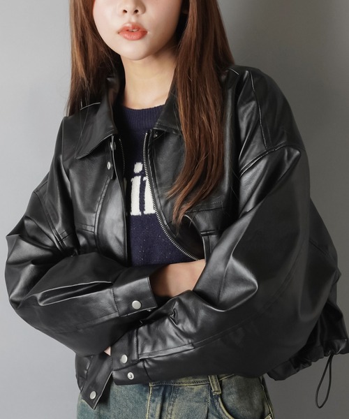 ショート丈合皮ジャケット（その他アウター）｜SPINNS（スピンズ）の