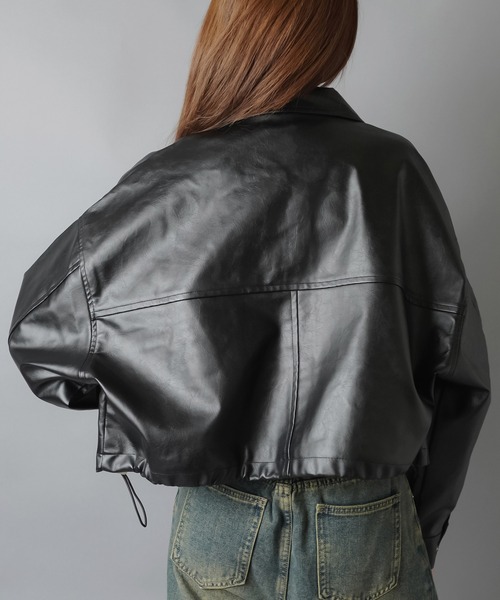 SPINNS(スピンズ)の「ショート丈合皮ジャケット(その他アウター・レディース・ブラウン/ブラック・ONESIZE)」の17枚目の写真