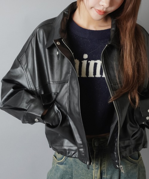 SPINNS(スピンズ)の「ショート丈合皮ジャケット(その他アウター・レディース・ブラウン/ブラック・ONESIZE)」の15枚目の写真