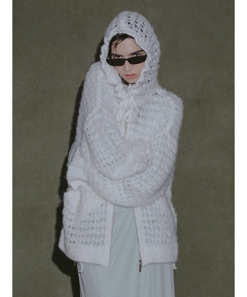ELCHELE(エルチェレ)の「BABY KNIT HOODIE(カーディガン/ボレロ・レディース・オフホワイト/ミント/パープル・FREE)」の5枚目の写真