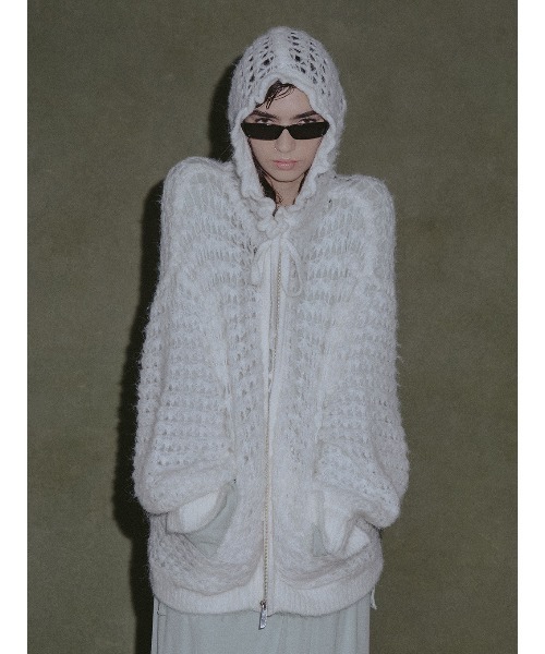 ELCHELE(エルチェレ)の「BABY KNIT HOODIE(カーディガン/ボレロ・レディース・オフホワイト/ミント/パープル・FREE)」の6枚目の写真