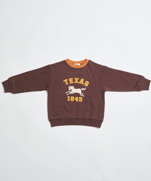 セール】【ぬくふわ】裏起毛 うまモチーフ刺繍スウェット（スウェット