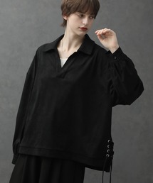 ELLUV | 【ELLUV/エルヴ】ヘビーモイストスウェードライク サイドレースアップVネックスキッパープルオーバー(シャツ/ブラウス)