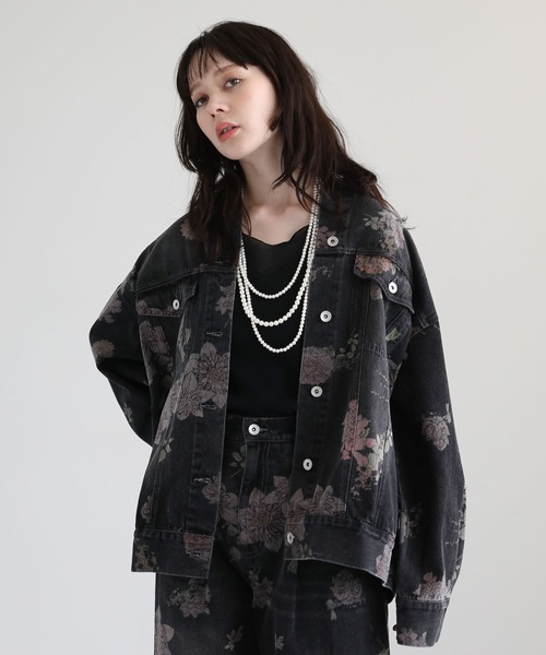 セール】・SUGAR SPOON フラワーptオーバーGジャン（デニムジャケット