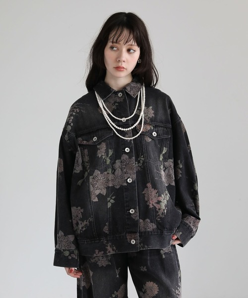 大人気完売　Higuchi *S オーバーサイズジャケット　花柄 カバーオール 「HOOK」レトロ調総柄ジャカードコーチジャケット メンズ