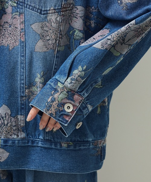 ロージーモンスター　フラワーコサージュデニムジャケット　ネイビー　新品未使用 セール】・SUGAR SPOON フラワーptオーバーGジャン（デニムジャケット