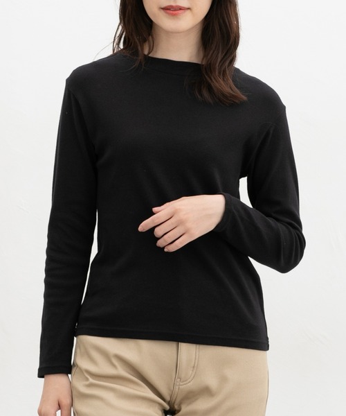 Honeys(ハニーズ)の「【ハニぽか・吸湿発熱】あったか綿ハイネックT(Tシャツ/カットソー・レディース・ブラック/アイボリー/グリーン/ラベンダー/イエロー・LL/L/S/M)」の1枚目の写真