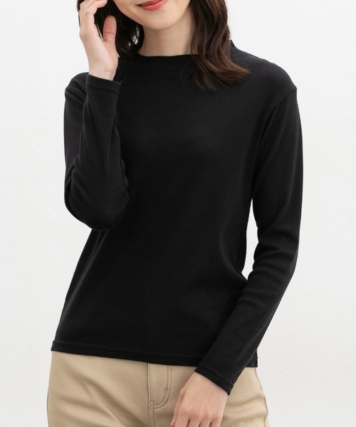 Honeys(ハニーズ)の「【ハニぽか・吸湿発熱】あったか綿ハイネックT(Tシャツ/カットソー・レディース・ブラック/アイボリー/グリーン/ラベンダー/イエロー・LL/L/S/M)」の10枚目の写真