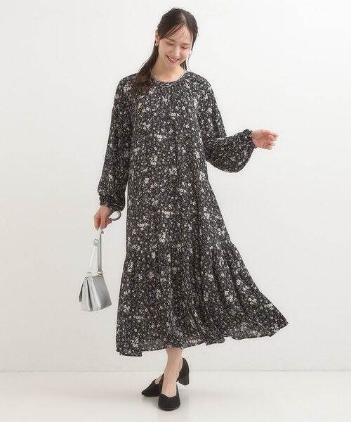 セール】【前後2WAY】1枚で着映える フラワープリント マキシ