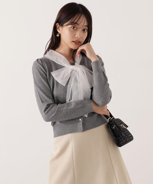 PROPORTION BODY DRESSING(プロポーションボディドレッシング)の「<E>ボウタイ付きニット / 1215275100(ニット/セーター・レディース・グレー系その他/ホワイト系その他・FREE)」の21枚目の写真