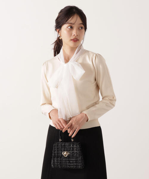 PROPORTION BODY DRESSING(プロポーションボディドレッシング)の「<E>ボウタイ付きニット / 1215275100(ニット/セーター・レディース・グレー系その他/ホワイト系その他・FREE)」の9枚目の写真