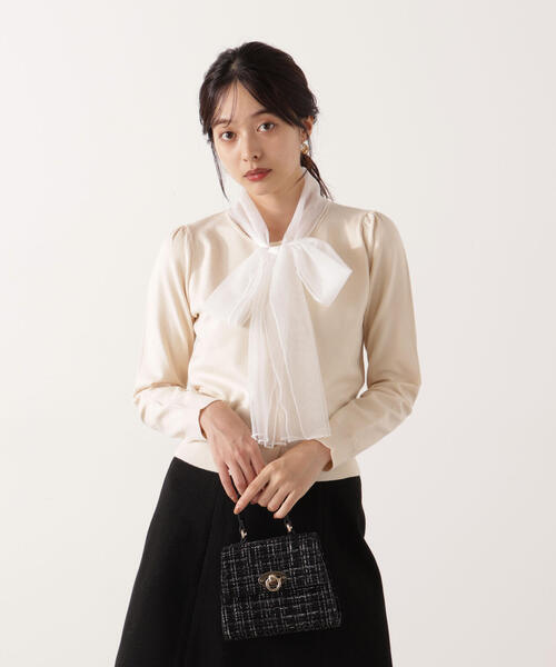PROPORTION BODY DRESSING(プロポーションボディドレッシング)の「<E>ボウタイ付きニット / 1215275100(ニット/セーター・レディース・グレー系その他/ホワイト系その他・FREE)」の13枚目の写真