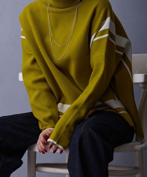 セール】ネックレス付きスクエアラインニット（ニット/セーター